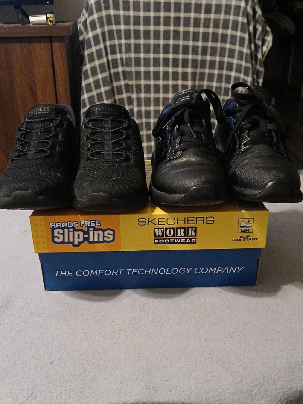 Skechers Men’s Black Athletic Work Slip-On & Lace-Up Shoes